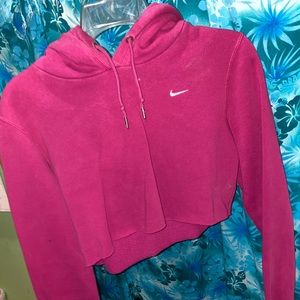 Nike M Cropped Hoodie Magenta